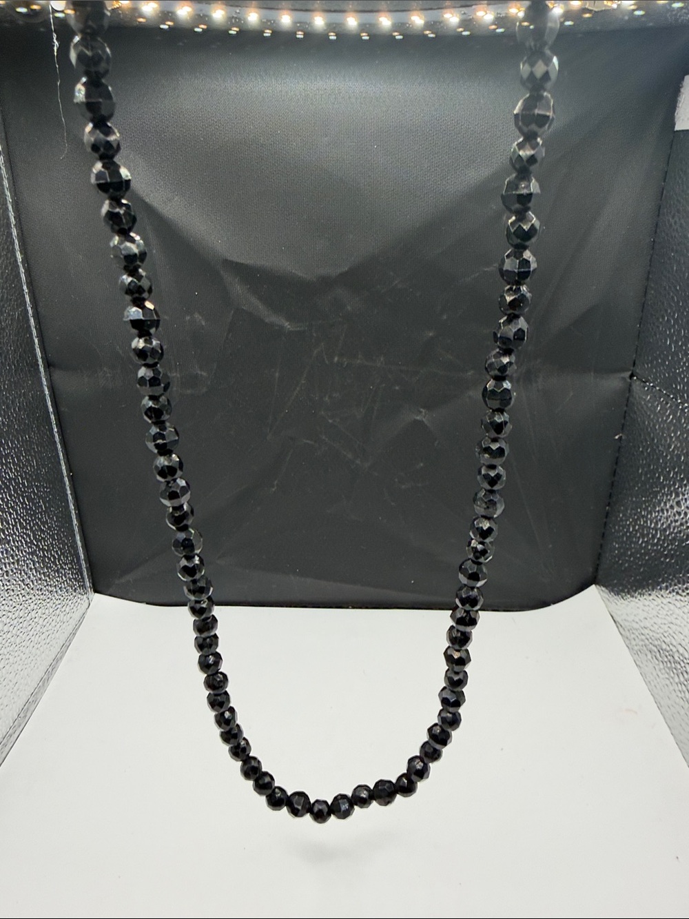 Classic Black Faceted Bead Necklace - Elegant Women's Jewelry